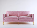 Canapé trois places en tissu 220×92×85 cm - rose clair et doré - style contemporain