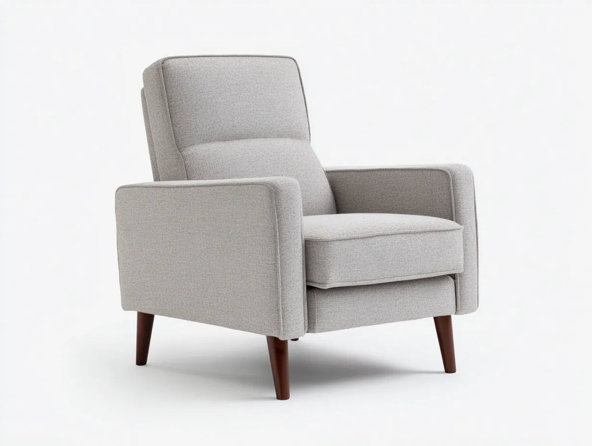 Fauteuil inclinable en tissu 76×84×101 cm - gris clair et brun - style rétro