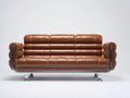 Canapé trois places en cuir synthétique 220×92×88 cm - marron - style rétro à structure chromée