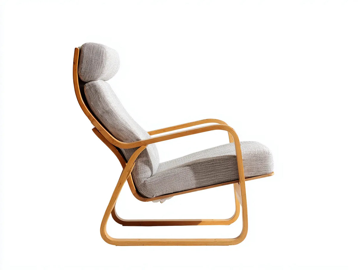 Fauteuil inclinable en tissu 82×88×105 cm - gris clair et brun - dossier haut
