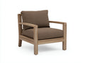 Chaise de loisirs d'extérieur en bois et tissu 76×82×86 cm - brun et bois naturel - avec accoudoirs