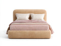 Lit double tapissé 214×172×108 cm - beige - style cocon contemporain