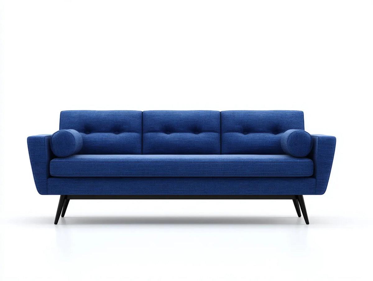 Canapé trois places en tissu 205×85×82 cm - bleu/noir - salon moderne