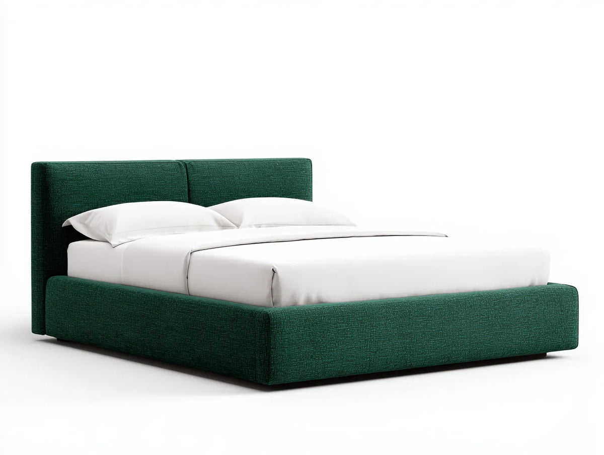 Lit 200×160×105 cm - tissu vert - cadre rembourré pour chambre