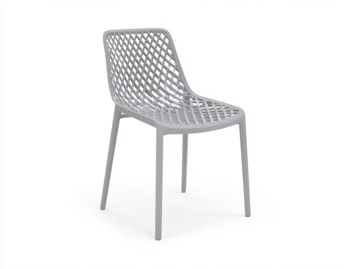 Chaise de jardin en plastique 48×55×82 cm - gris clair - balcon moderne ajouré