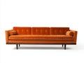 Canapé trois places 235×88×78 cm - tissu orange - design linéaire pour salon