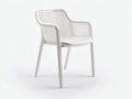 Chaise de jardin 57×58×81 cm - matière synthétique blanc - dossier ajouré avec accoudoirs pour balcon et plein air