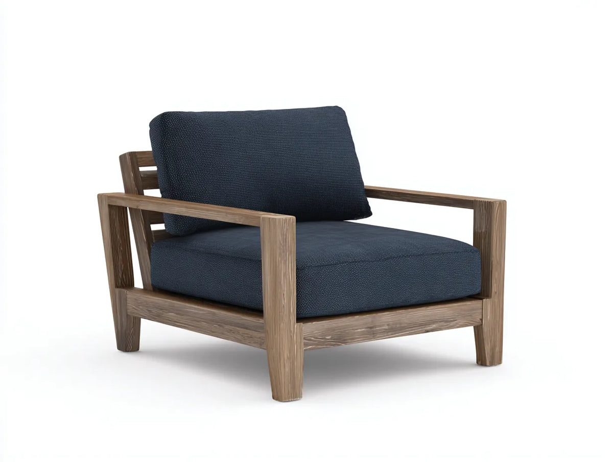 Chaise de loisirs d'extérieur en bois - 80×80×75 cm - bleu et naturel - style balcon