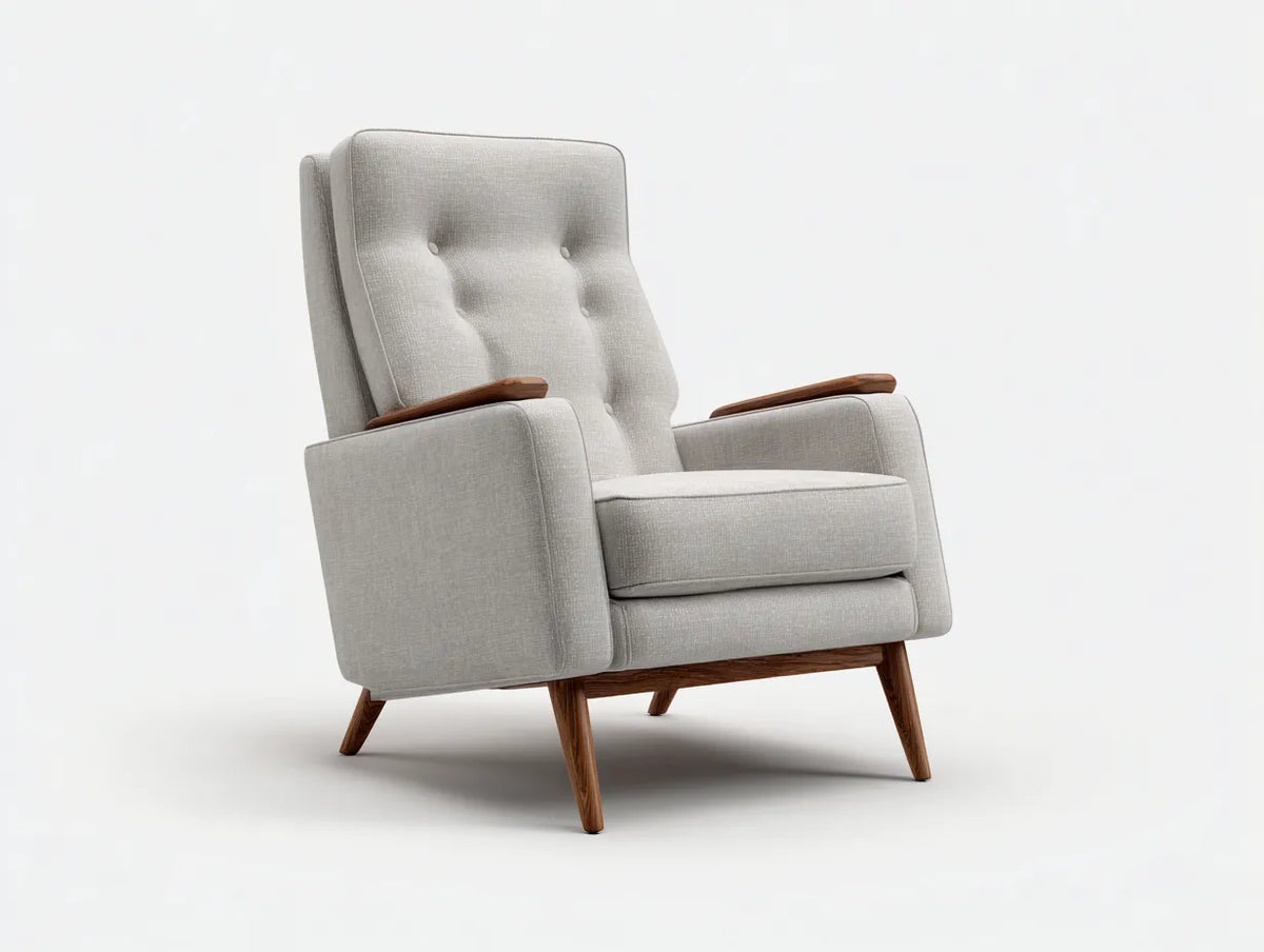 Fauteuil inclinable 78×90×101 cm - revêtement cognac et bois clair - salon - confort relax moderne