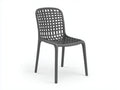 Chaise de jardin 47×53×81 cm - matière synthétique gris - dossier quadrillé ajouré pour balcon et plein air