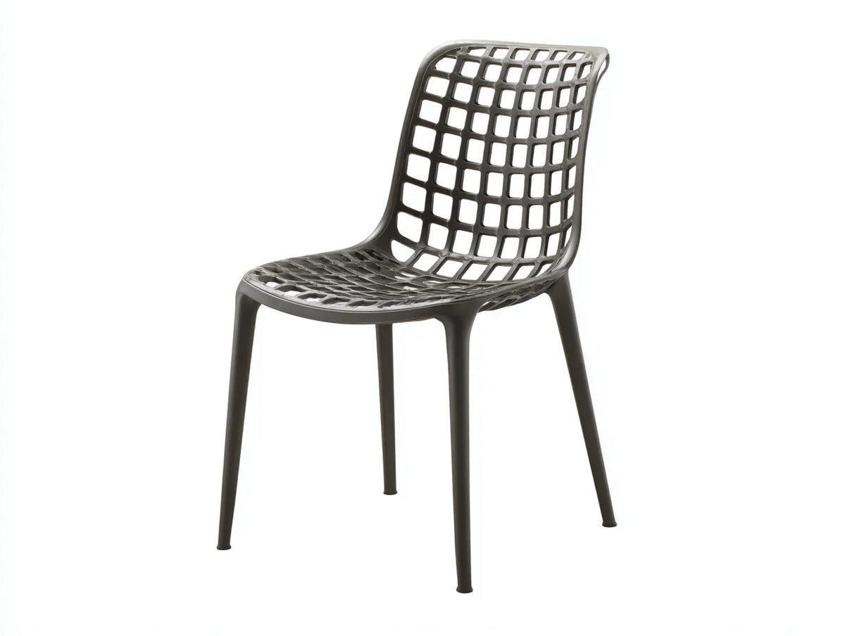 Chaise de jardin en plastique moulé 49×54×83 cm - gris anthracite - assise et dossier ajourés