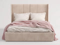 Lit 200×160×120 cm - tissu beige - tête de lit haute pour chambre