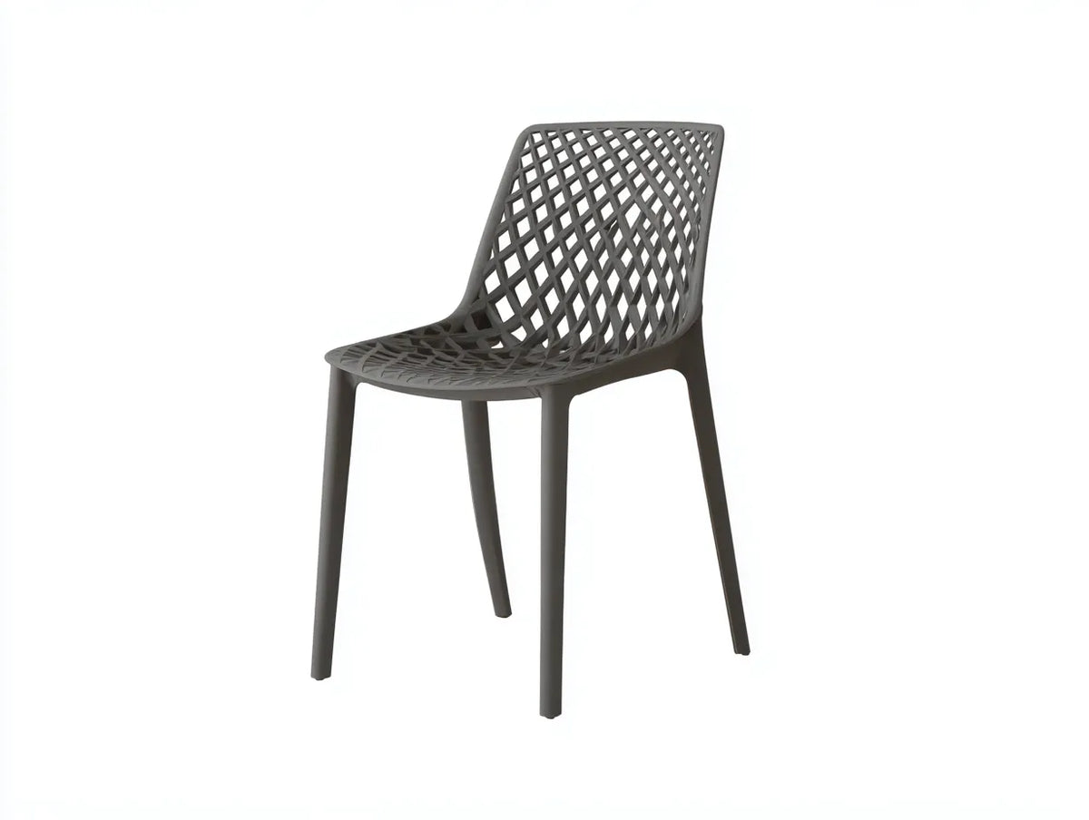 Chaise de jardin 49×55×83 cm - matière synthétique gris - structure ajourée moderne pour balcon et plein air